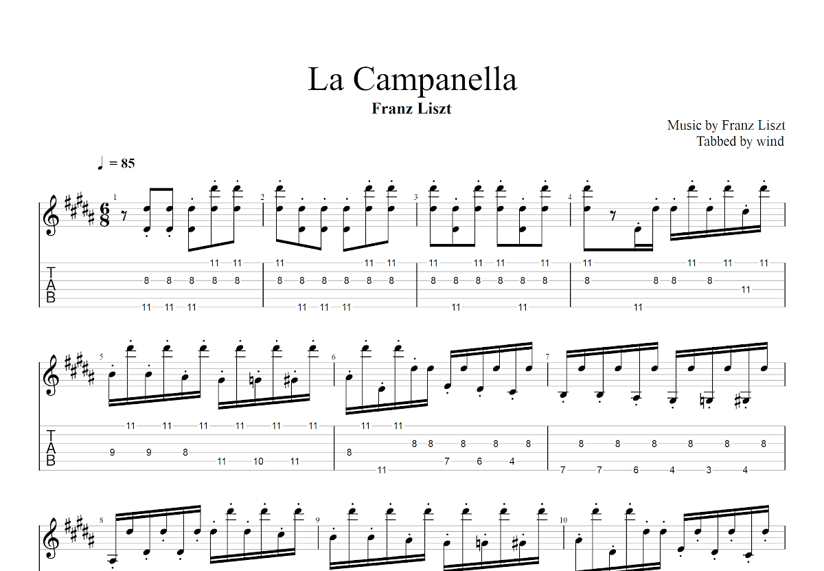 La Campanella吉他谱预览图