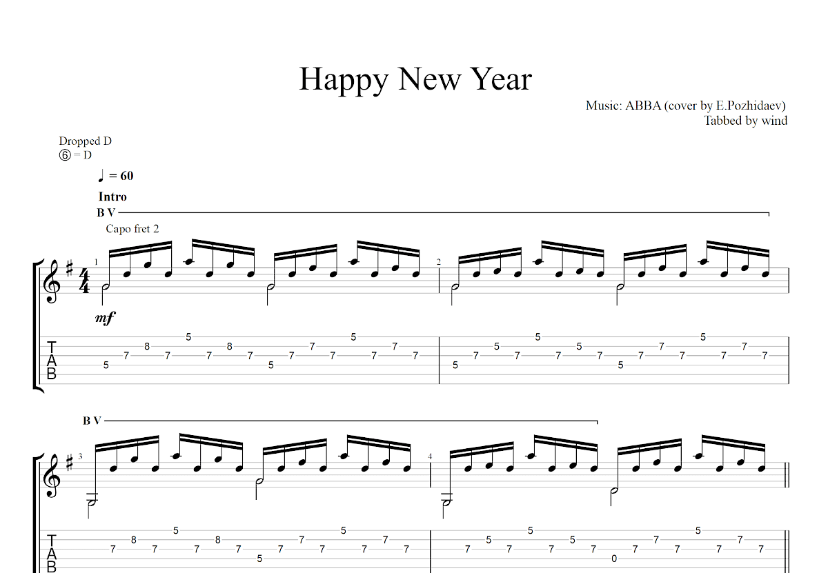 Happy New Year吉他谱预览图