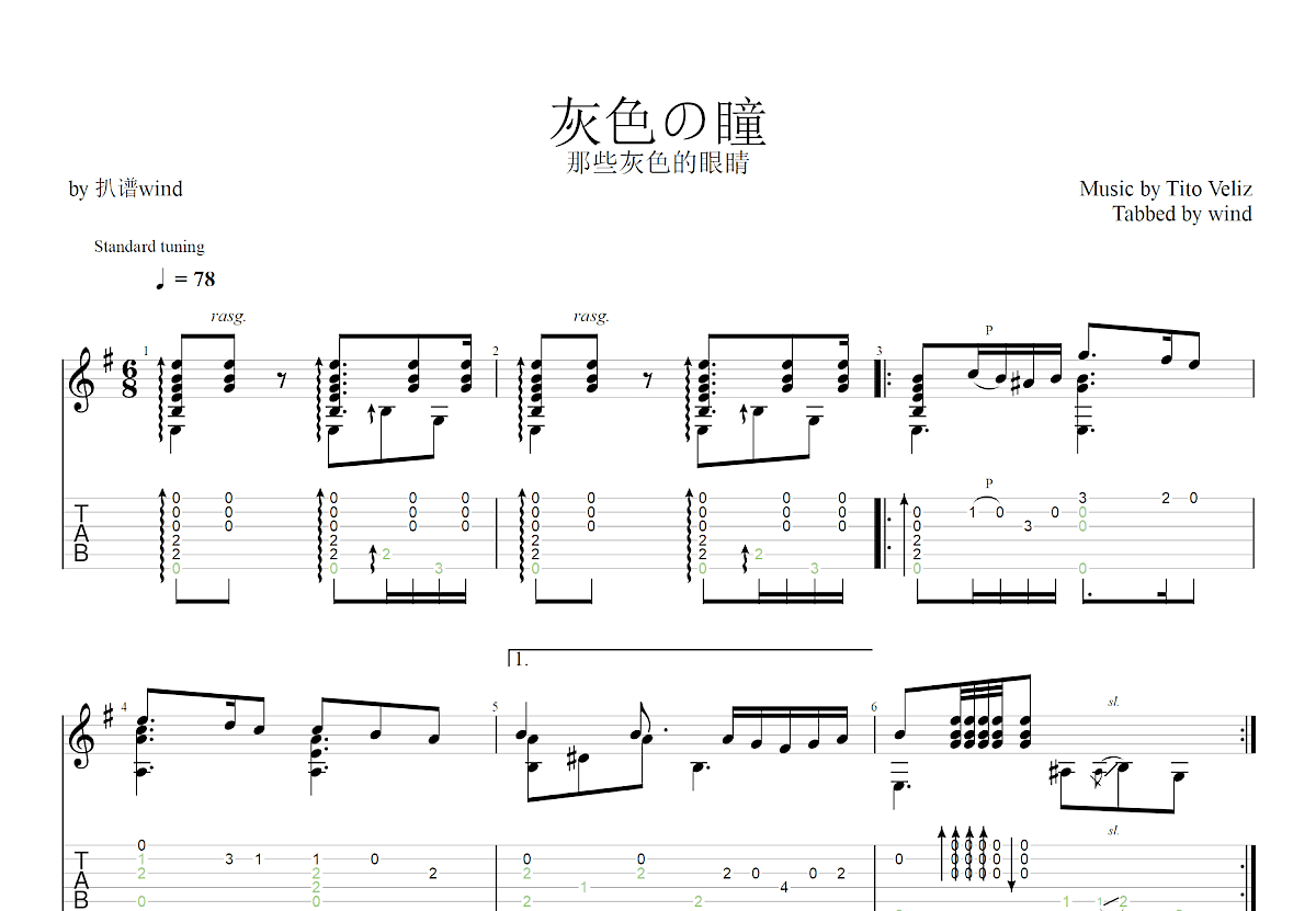 Aquellos Ojos Grises吉他谱预览图