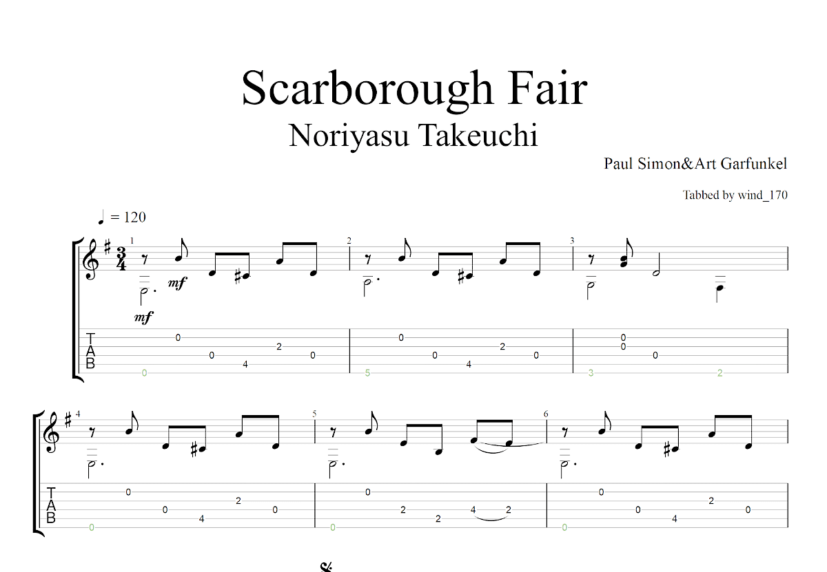 斯卡保罗集市吉他谱预览图