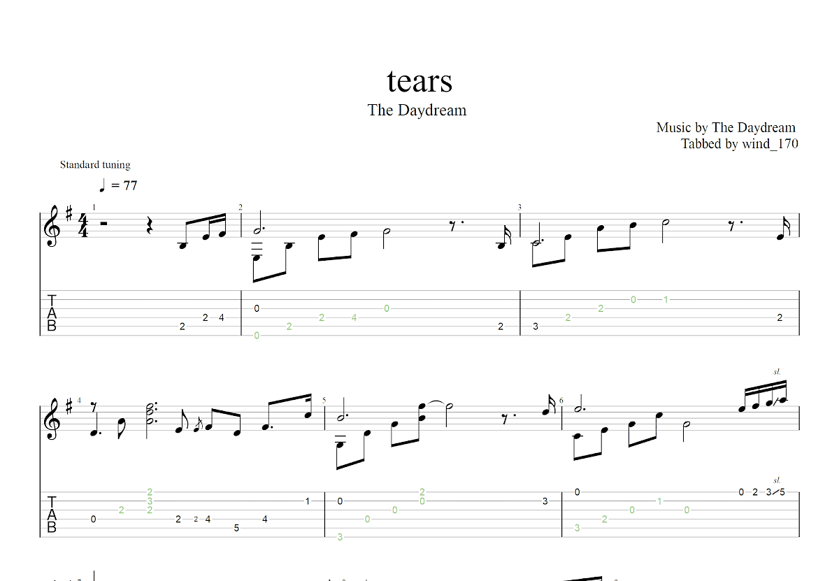 tears吉他谱预览图