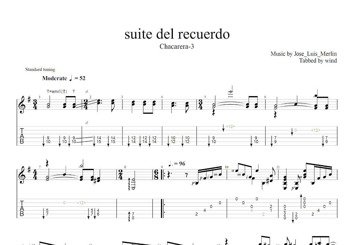 梅林回忆组曲-3吉他谱预览图