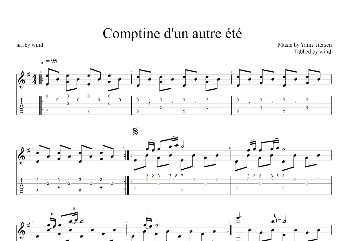 Comptine d'un autre été吉他谱_Yann Tiersen_G调古典