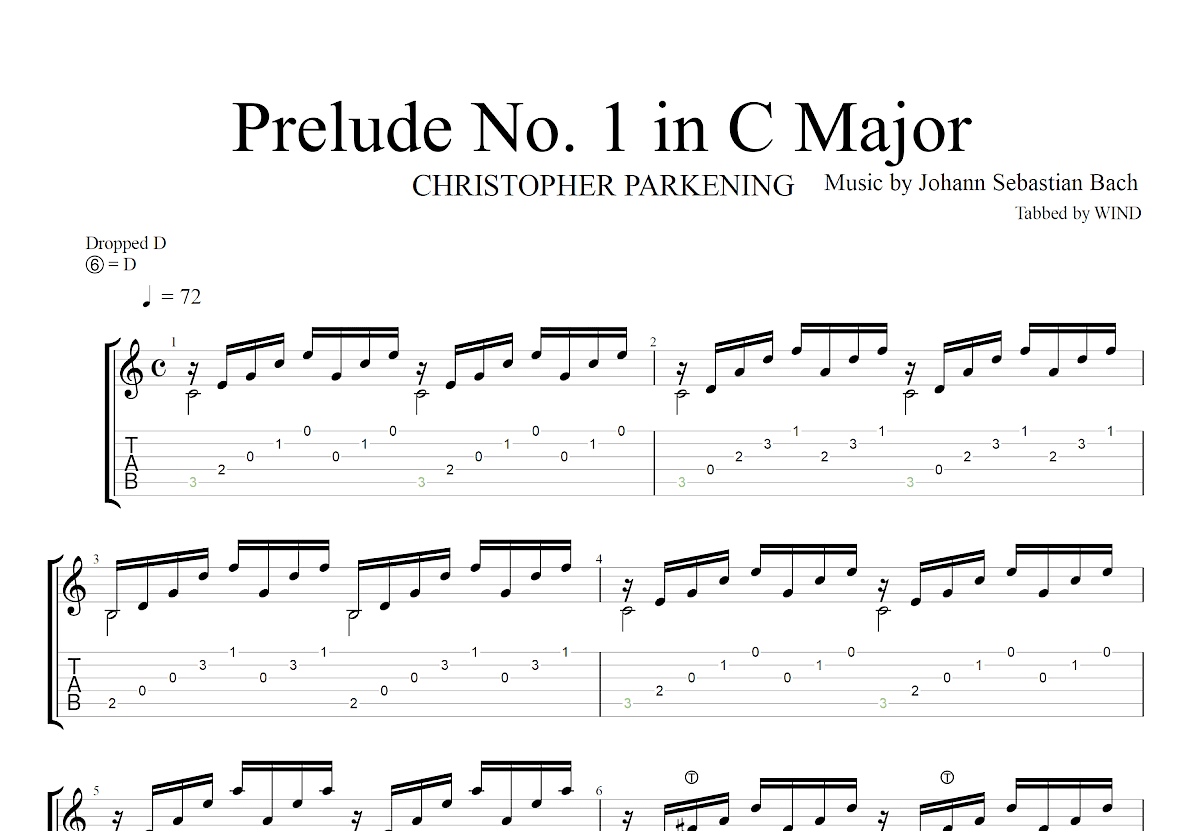 C大调前奏曲吉他谱预览图