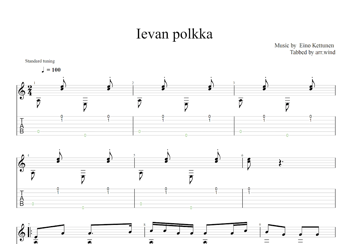 伊凡波尔卡吉他谱预览图