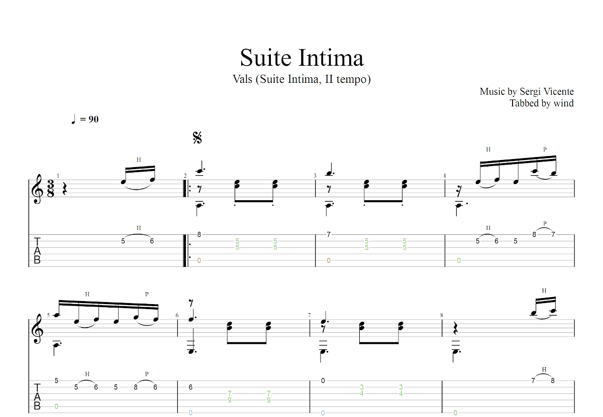 Suite Intima-2吉他谱_Sergi Vicente_C调古典