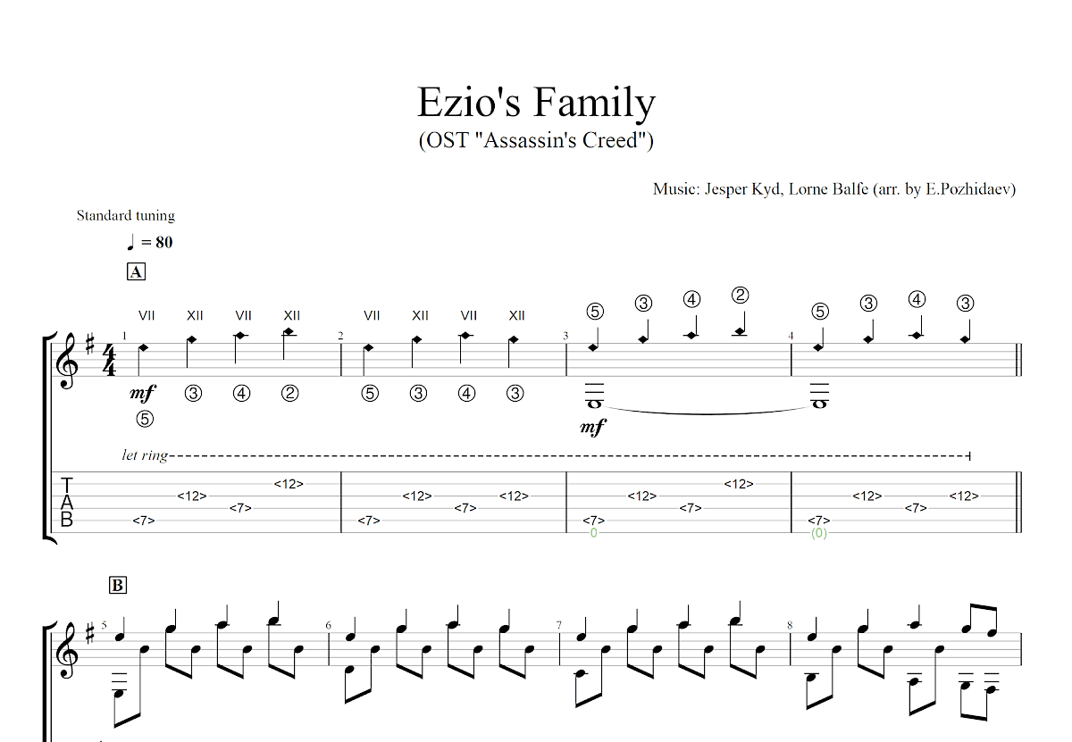 刺客信条吉他谱预览图