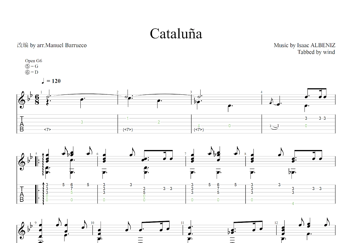 CATALUÑA吉他谱预览图