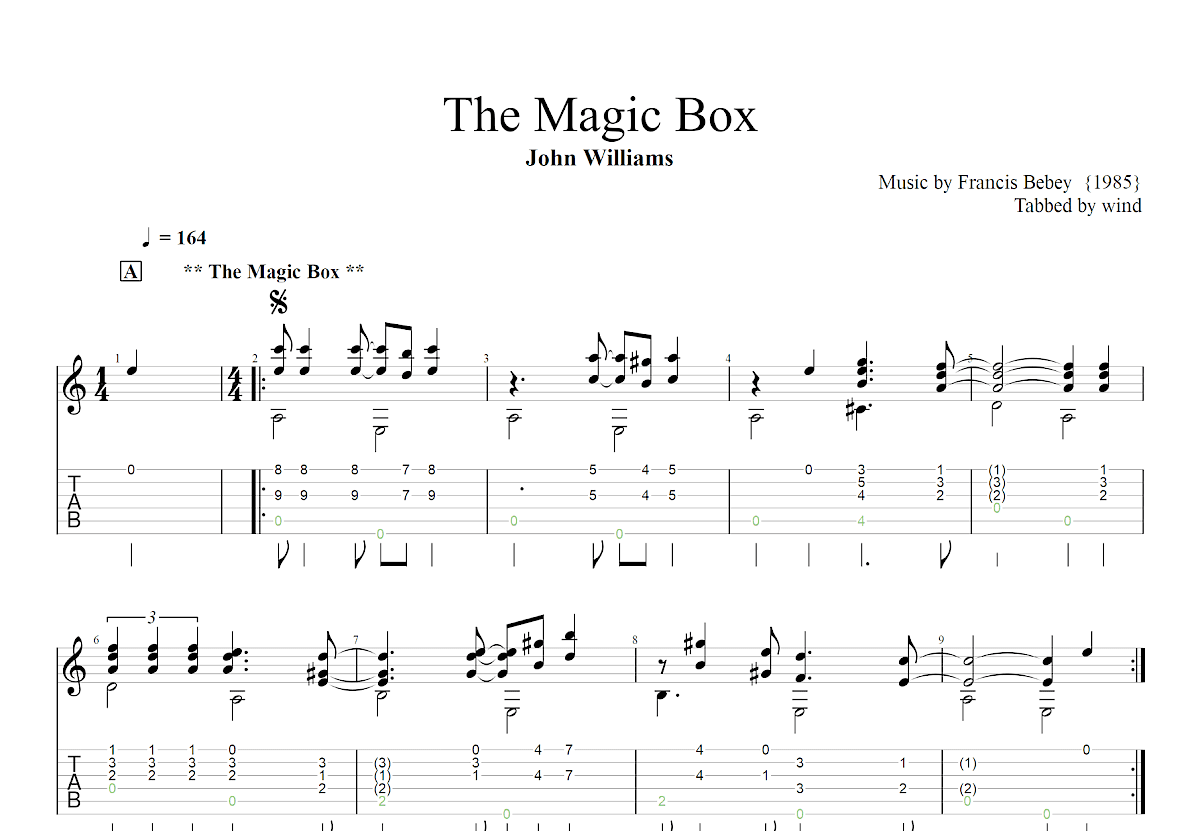 The Magic Box吉他谱_Francis Bebey_C调古典