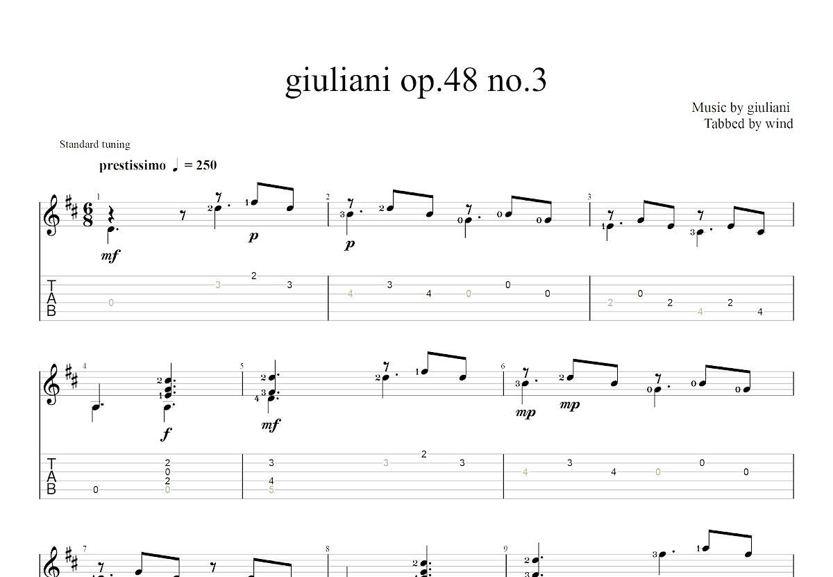 giuliani op.48 no.3吉他谱预览图