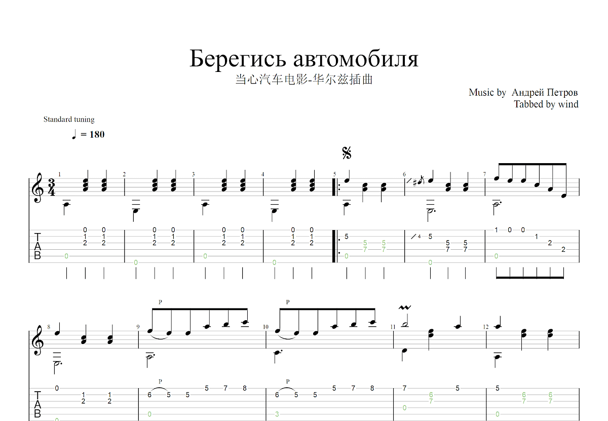 华尔兹吉他谱预览图