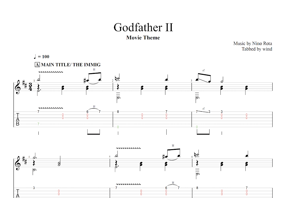 教父主题曲吉他谱预览图