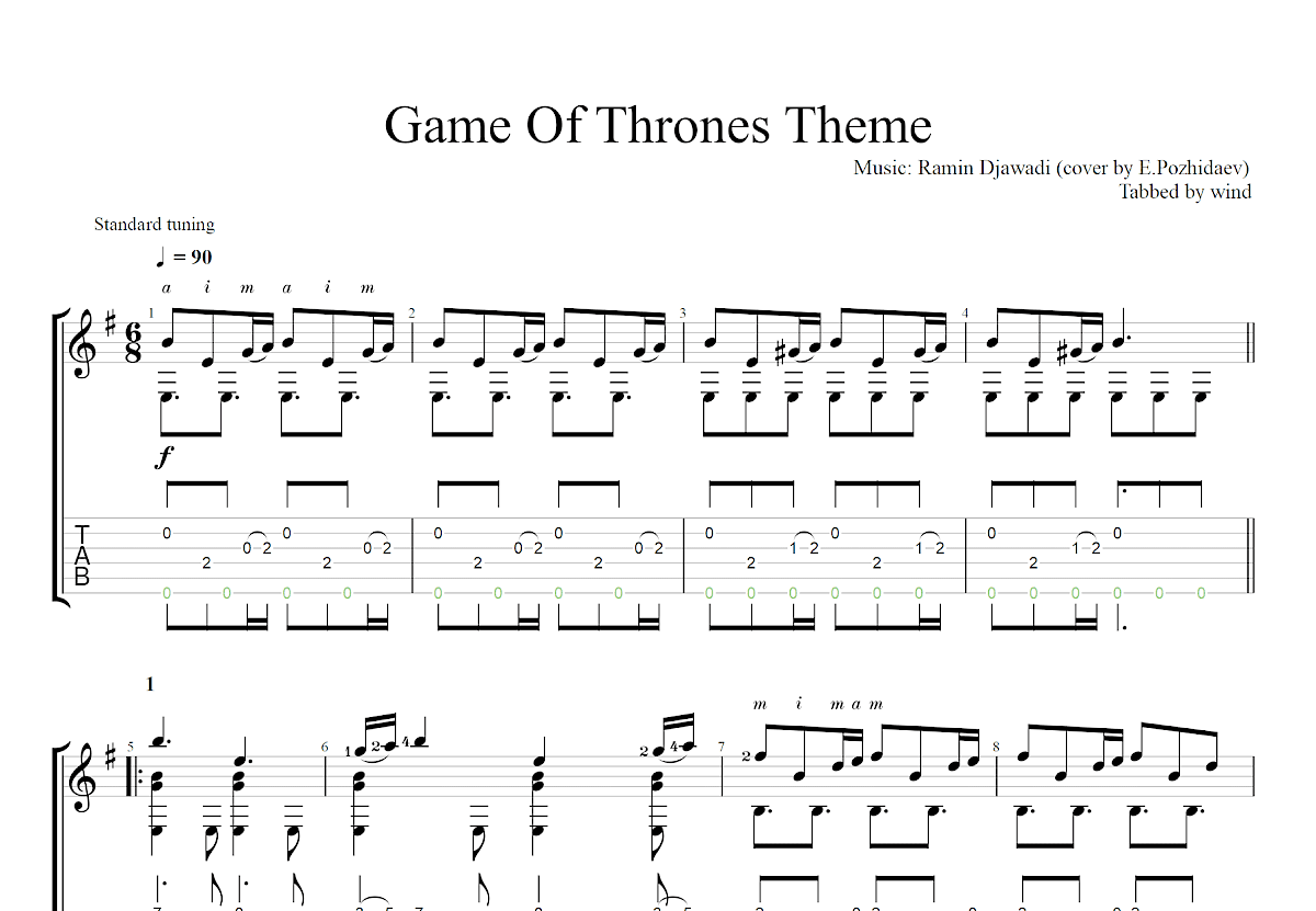 权力的游戏吉他谱预览图