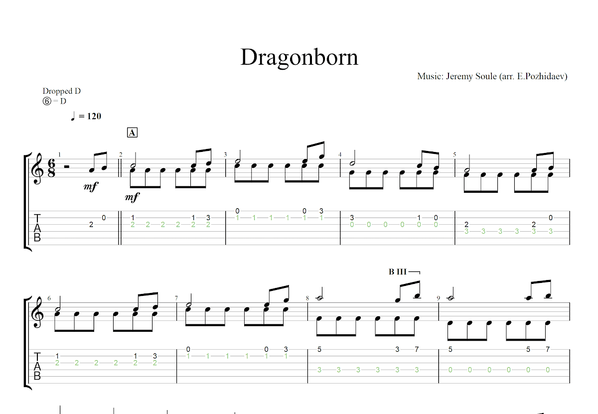 Dragonborn吉他谱预览图
