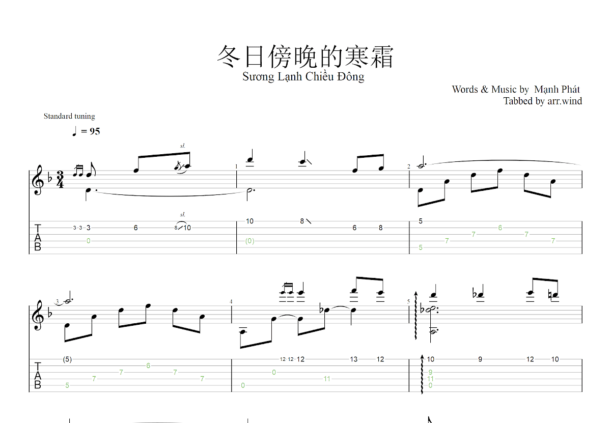 Sương Lạnh Chiều Đông吉他谱_Manh Phat_F调古典