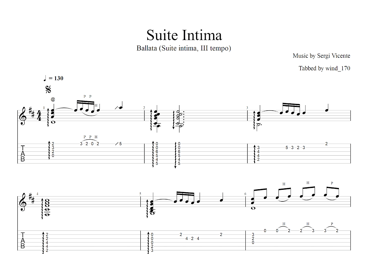 Suite Intima-3吉他谱_Sergi Vicente_D调古典