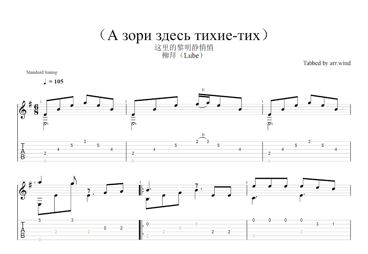这里的黎明静悄悄吉他谱预览图