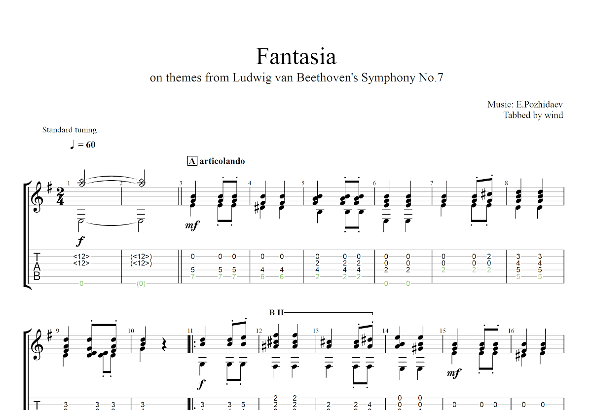 Fantasia吉他谱预览图