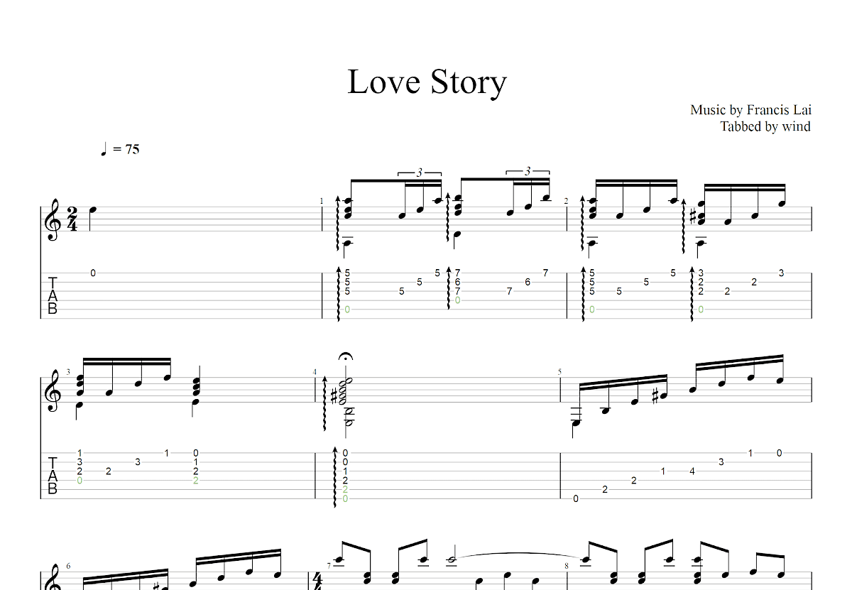Love Story吉他谱预览图