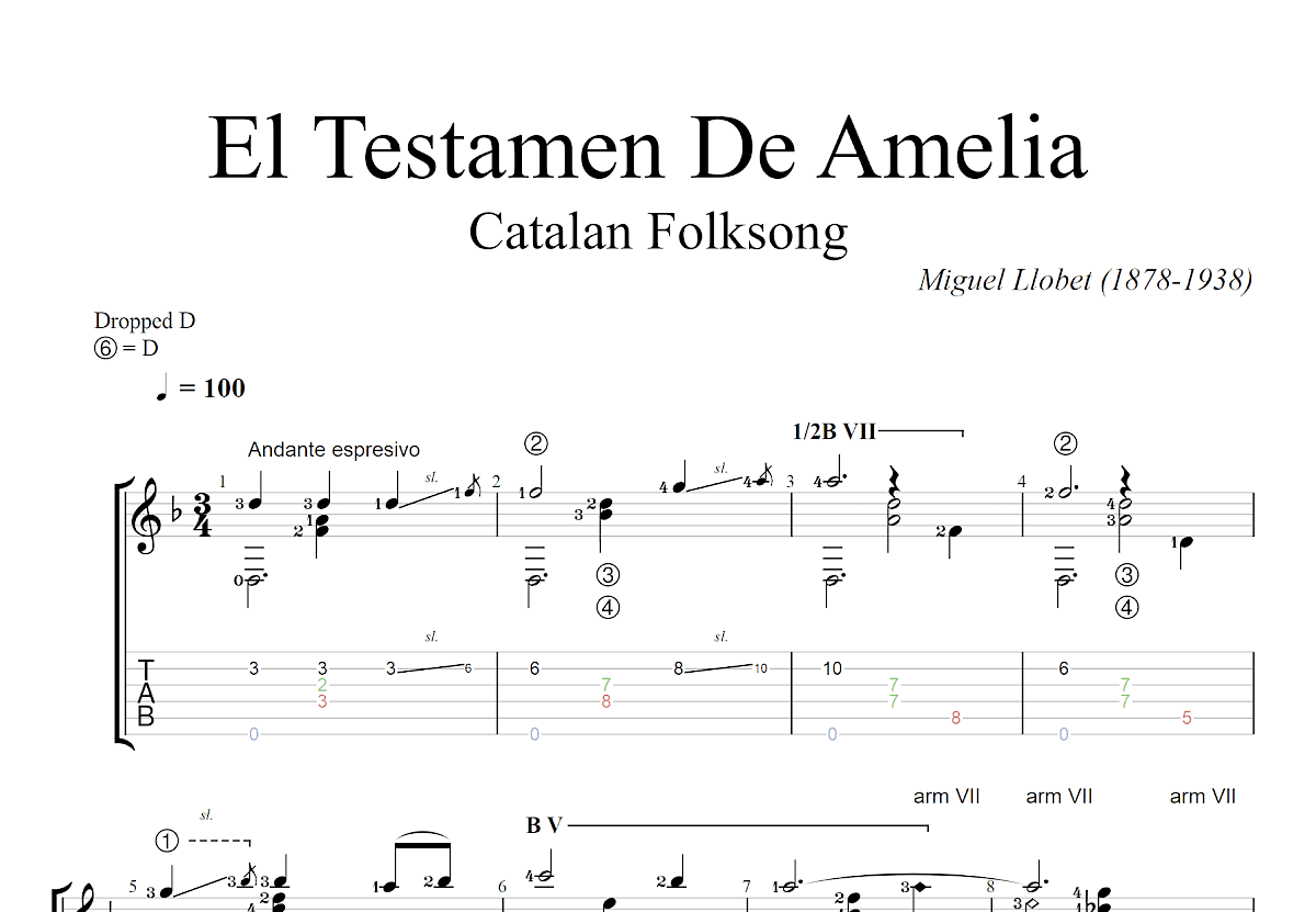 阿梅利亚誓言吉他谱预览图