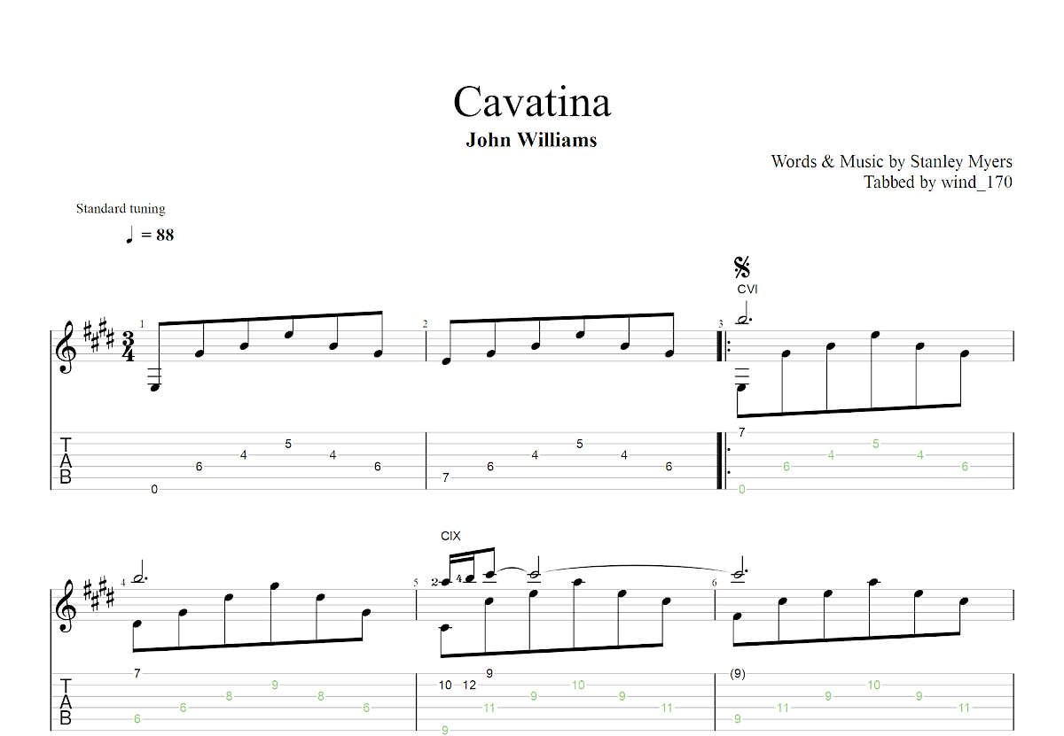 Cavatina吉他谱预览图