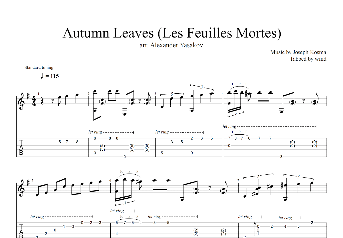 枯叶吉他谱预览图