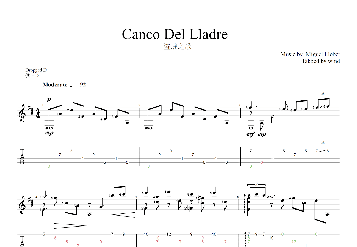 盗贼之歌吉他谱预览图