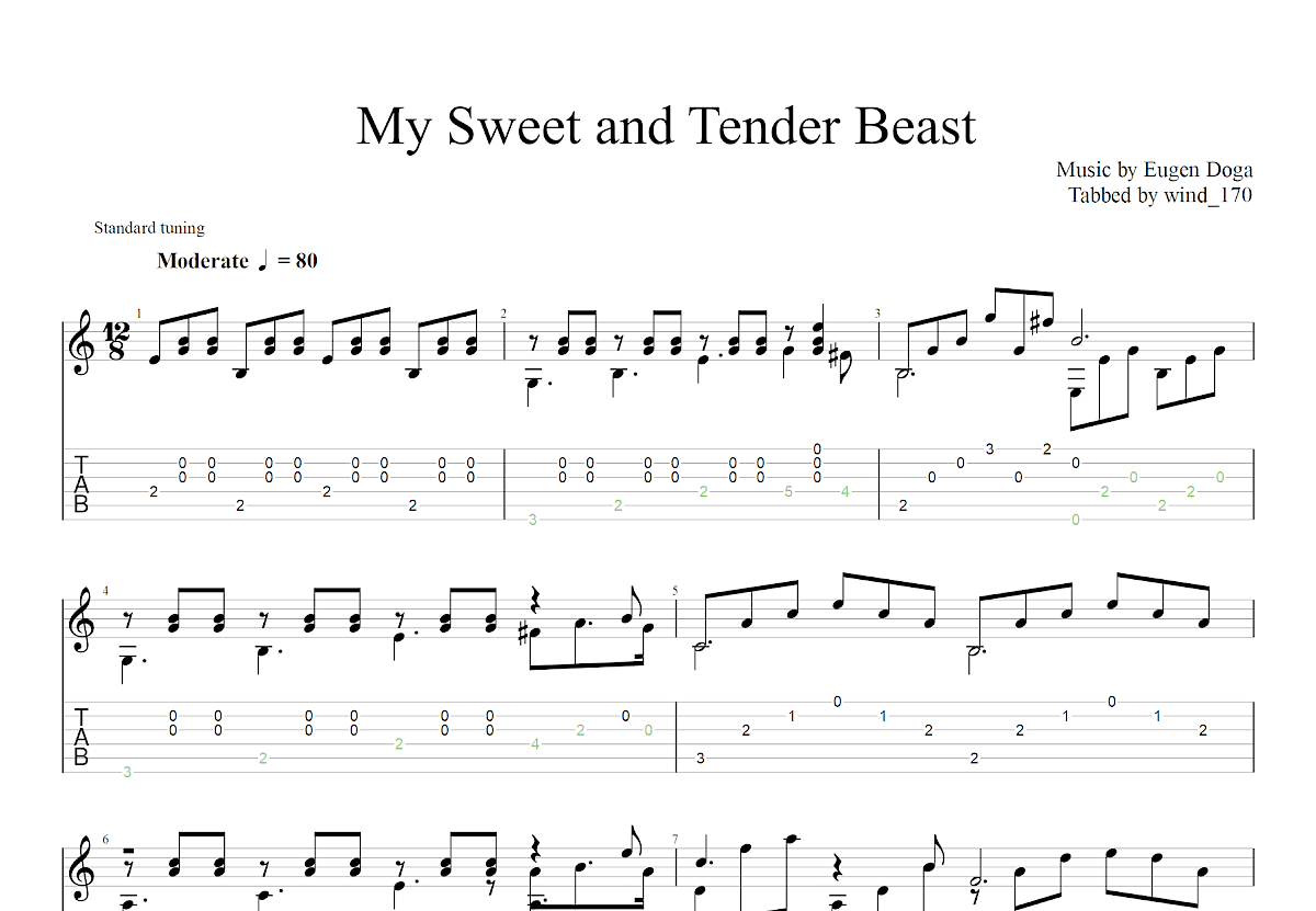 Waltz My Sweet and Tender Beast吉他谱_Eugen Doga_C调古典