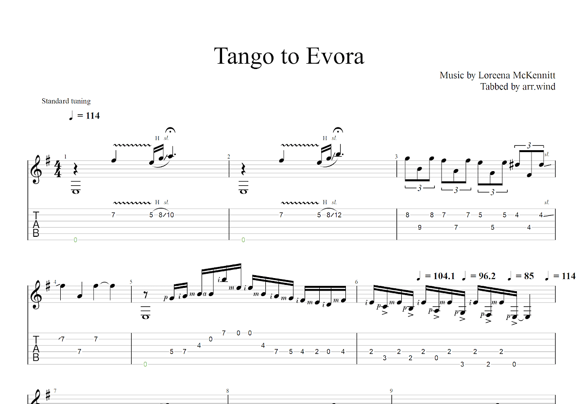 Tango to Evora吉他谱_Loreena McKennitt_G调古典