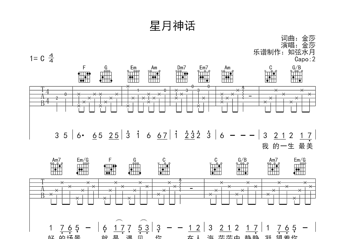 星月神话吉他谱预览图