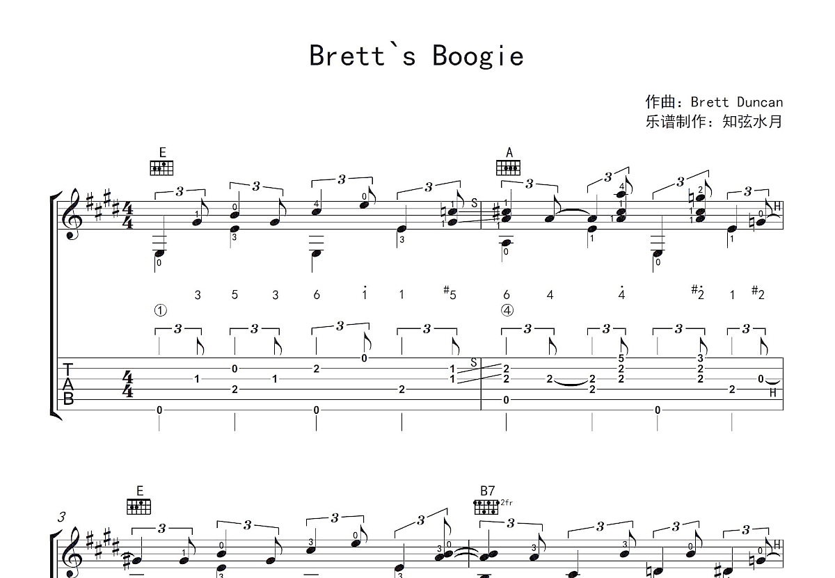 Brett`s Boogie吉他谱预览图