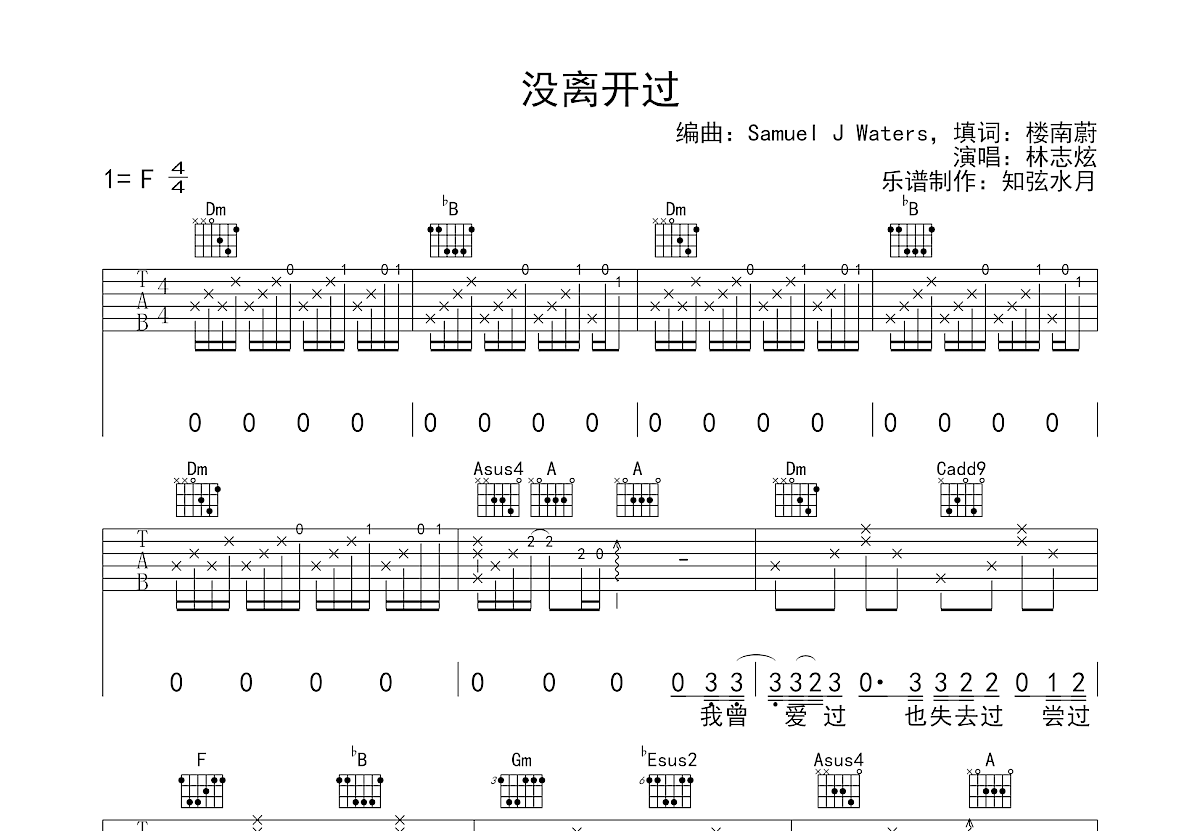 没离开过吉他谱预览图