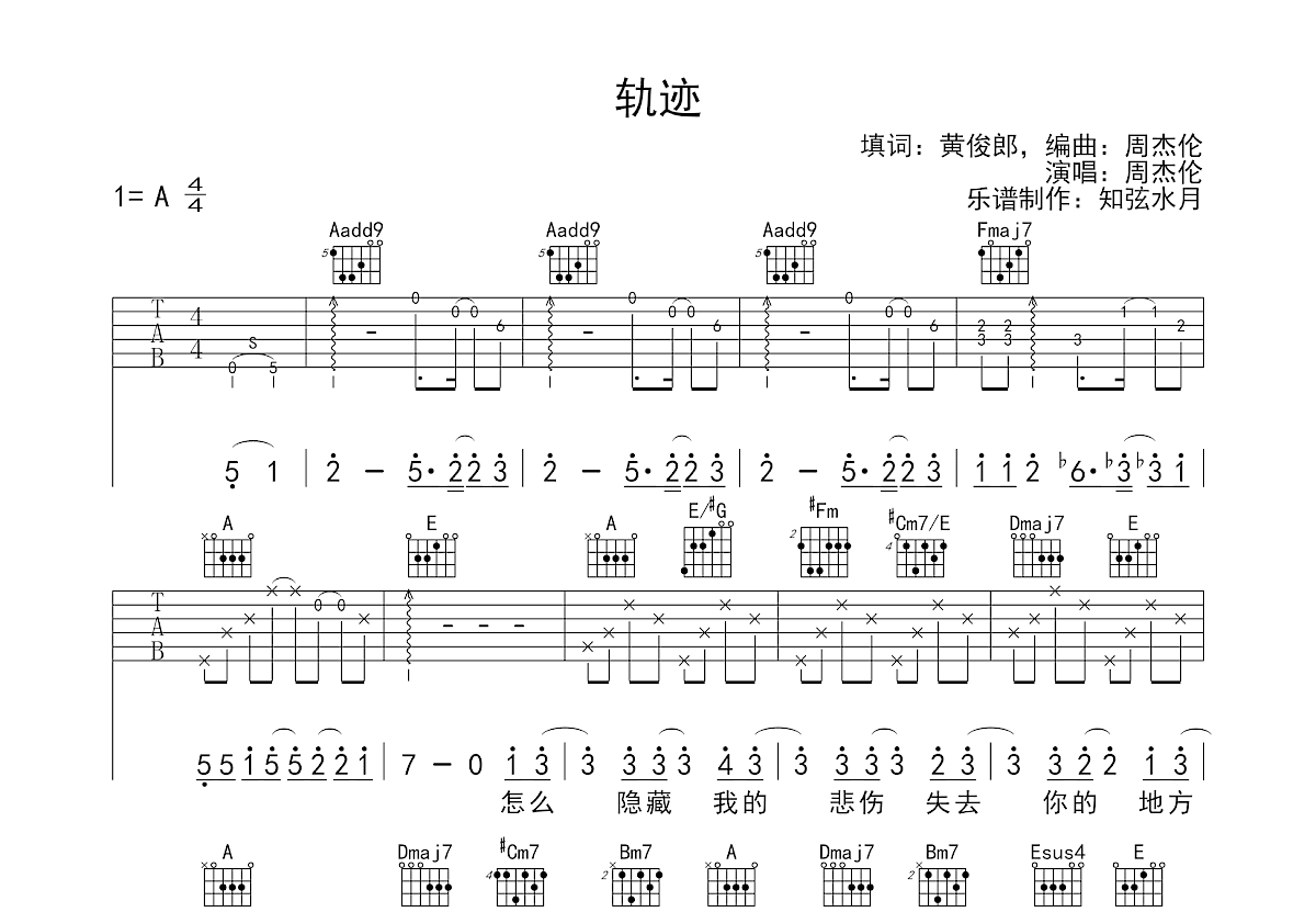 轨迹吉他谱预览图