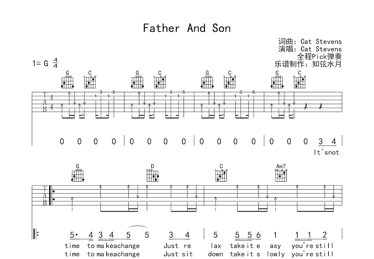 Father And Son吉他谱预览图