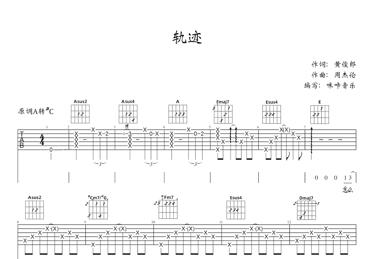 轨迹吉他谱预览图