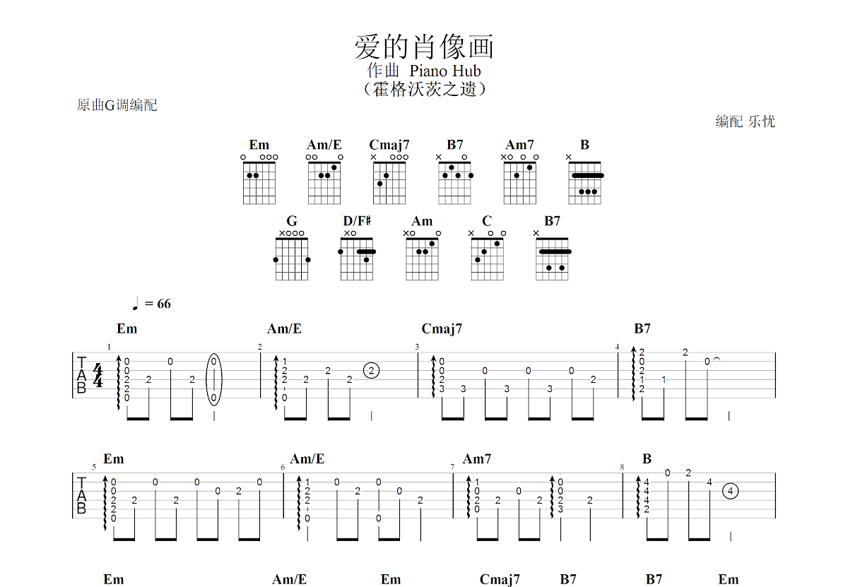 爱的肖像画吉他谱预览图