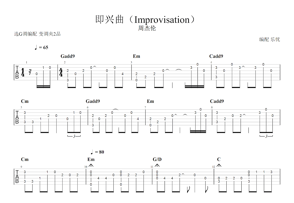 即兴曲吉他谱预览图