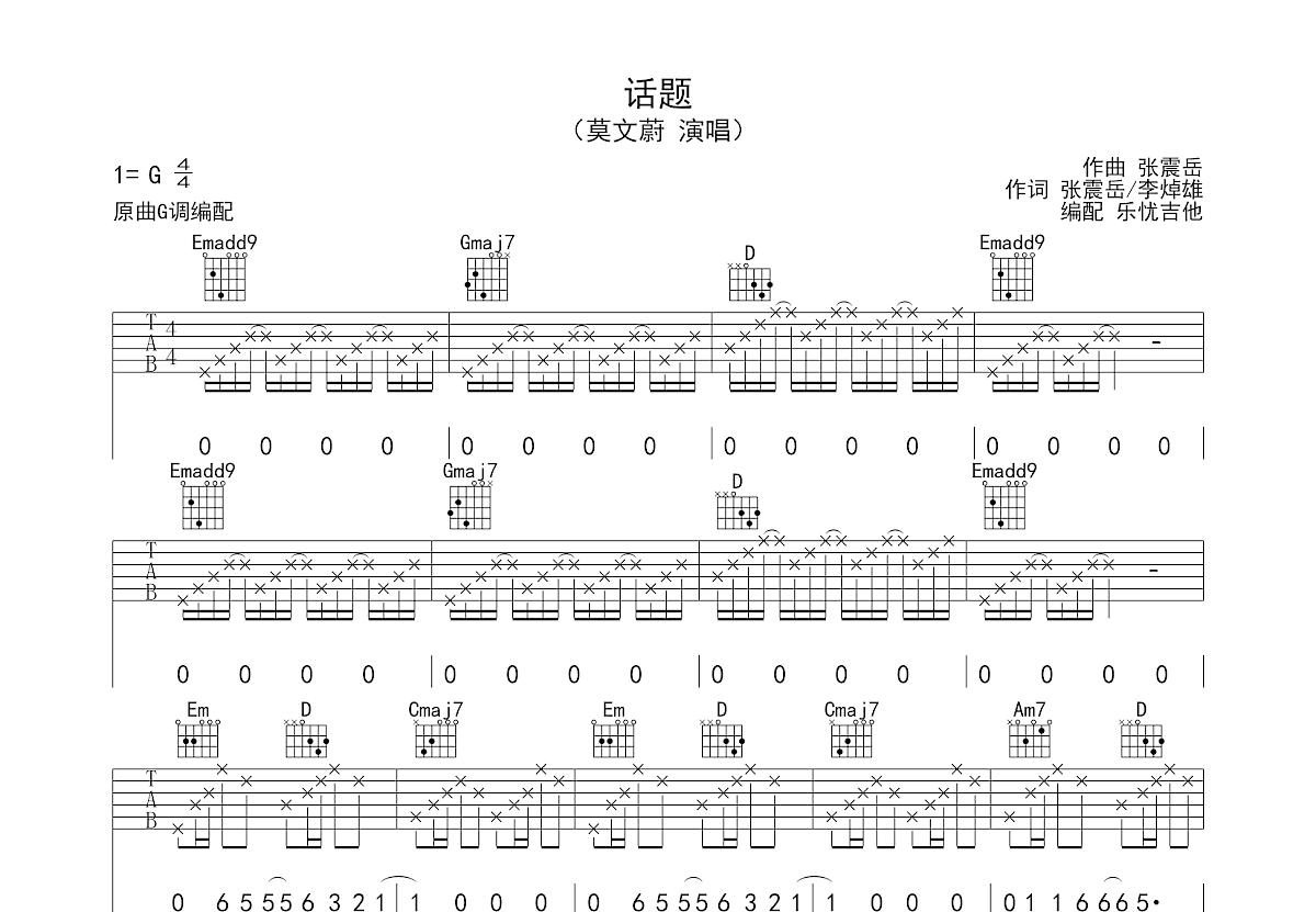 话题吉他谱预览图
