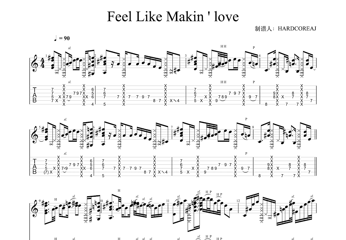 Feel Like Makin ' love吉他谱预览图