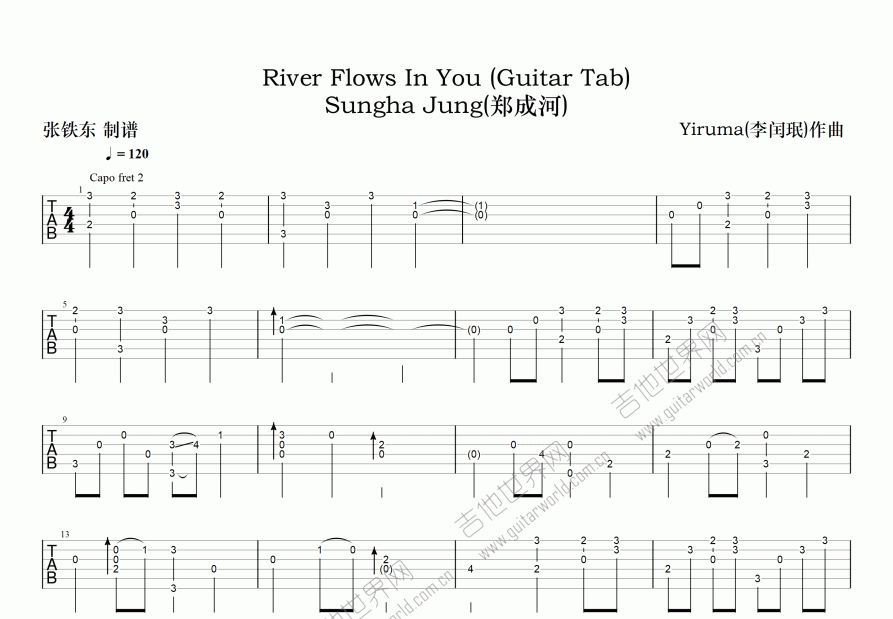 River Flows in You吉他谱预览图