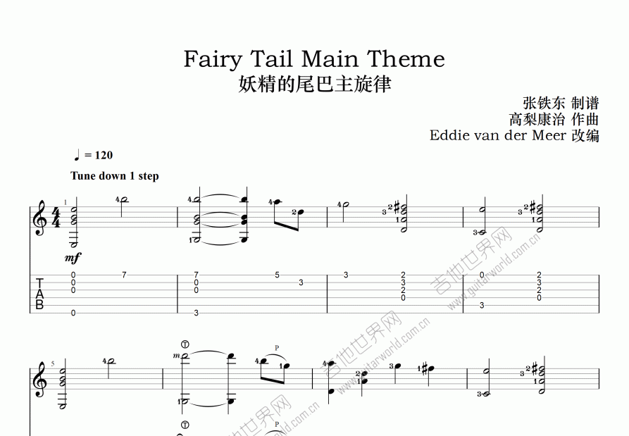 Fairy Tail Main Theme吉他谱预览图