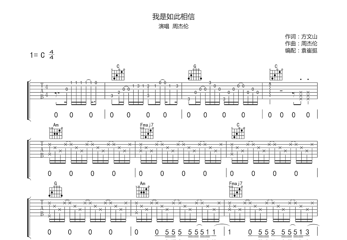 我是如此相信吉他谱预览图