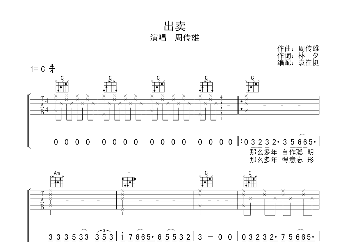 出卖吉他谱预览图