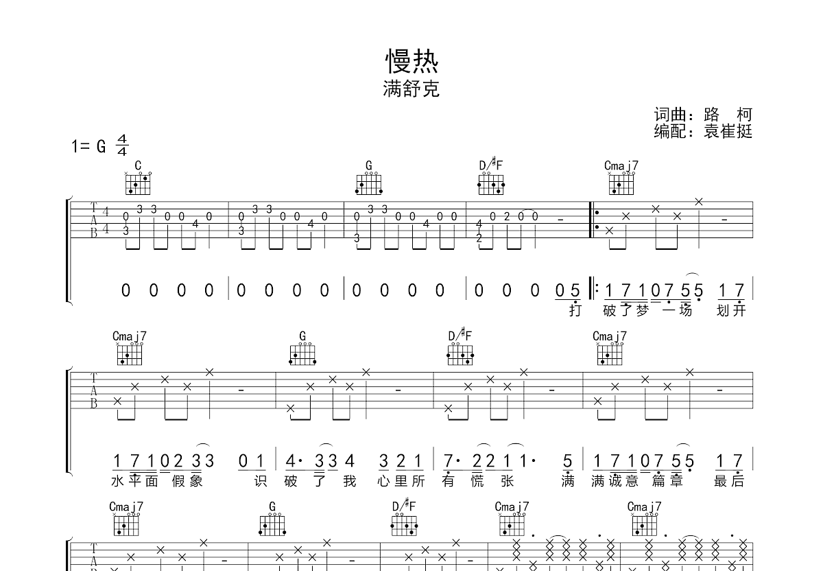 慢热吉他谱预览图