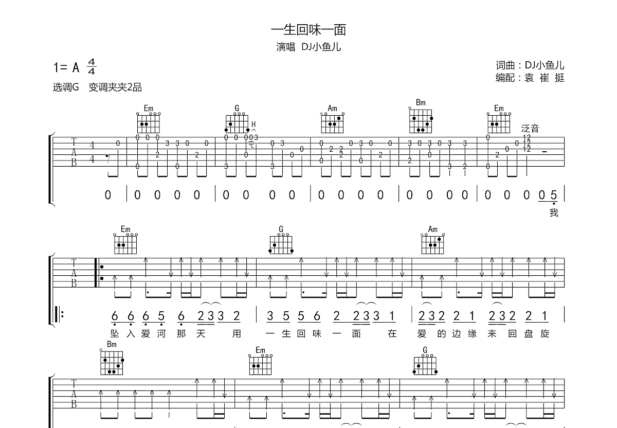 一生回味一面吉他谱预览图