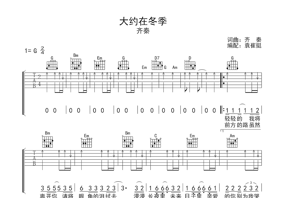 大约在冬季吉他谱预览图