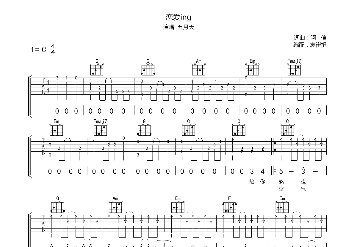 恋爱ing吉他谱预览图