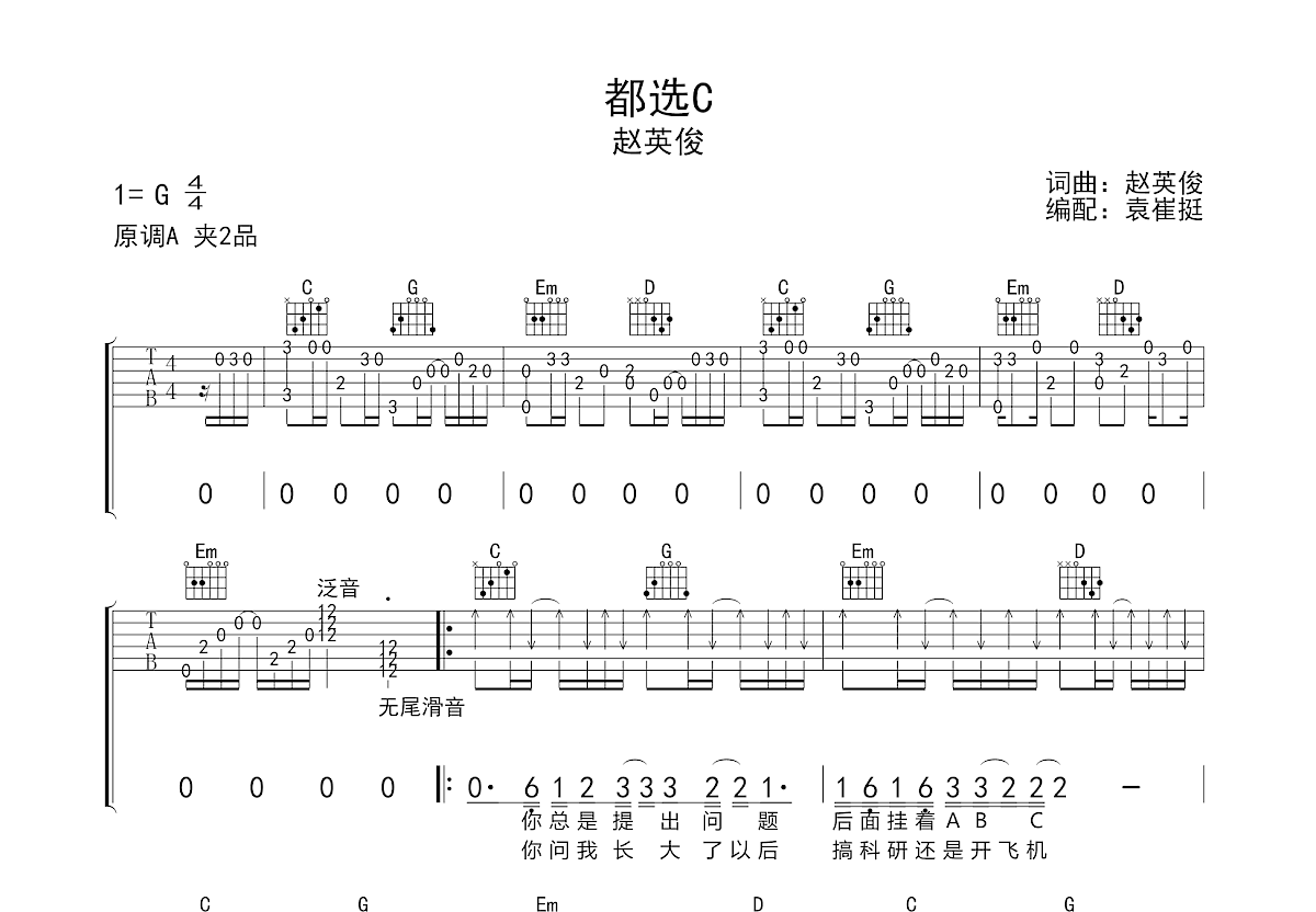 都选C吉他谱预览图