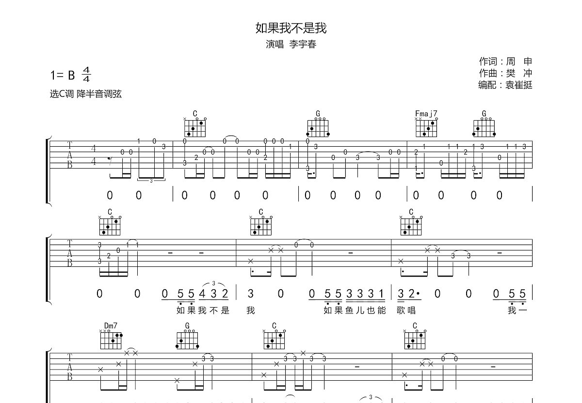 如果我不是我吉他谱预览图