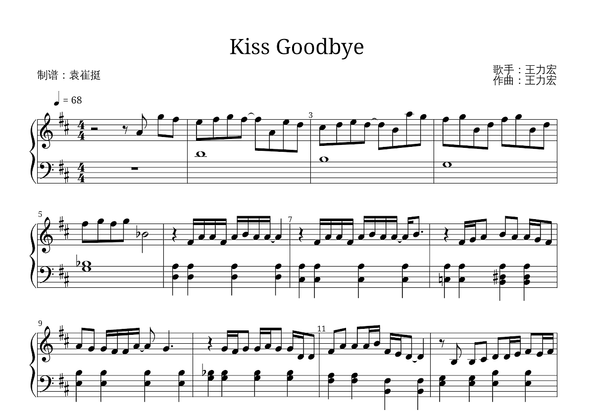 Kiss Goodbye五线谱预览图